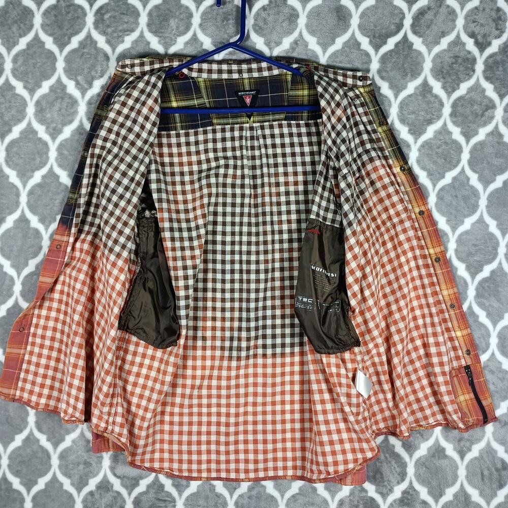 Scottevest TEC Button Down Shirt Men XL Plaid 6 Pocket - Picture 9 of 13